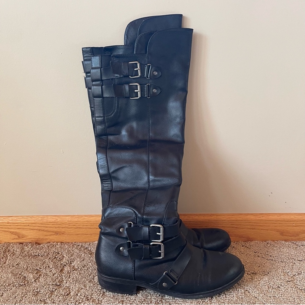 DV By Dolce Vita Landrie Black Faux Leather Knee High Boot